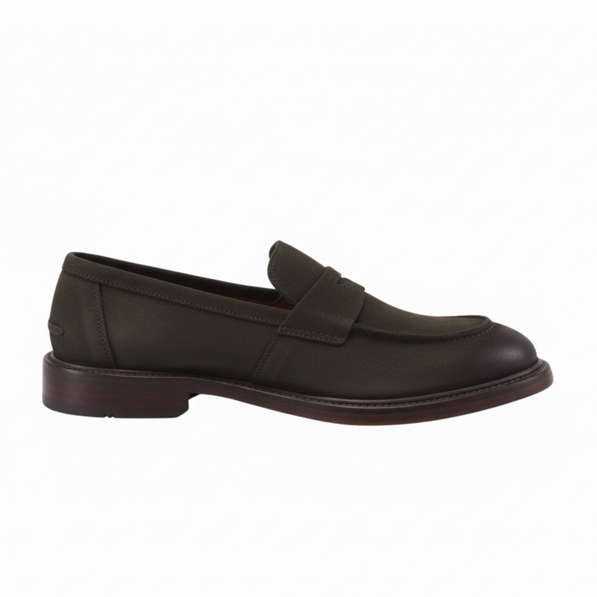 Mocassino B42224  in camoscio crust fondo cuoio