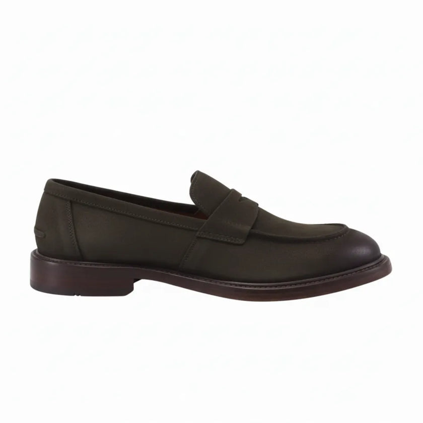 Mocassino B42224  in camoscio crust fondo cuoio