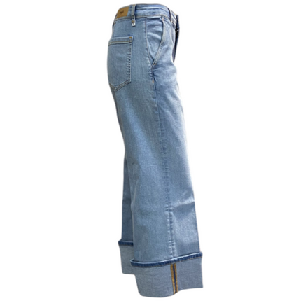 Jeans a Gamba Larga con Risvolti