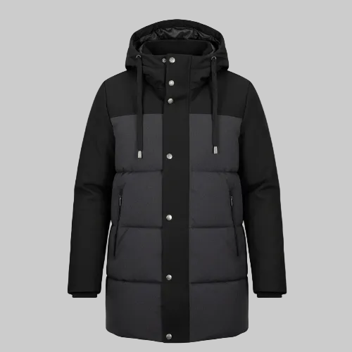 Piumino T424 Uomo Lungo con Cappuccio