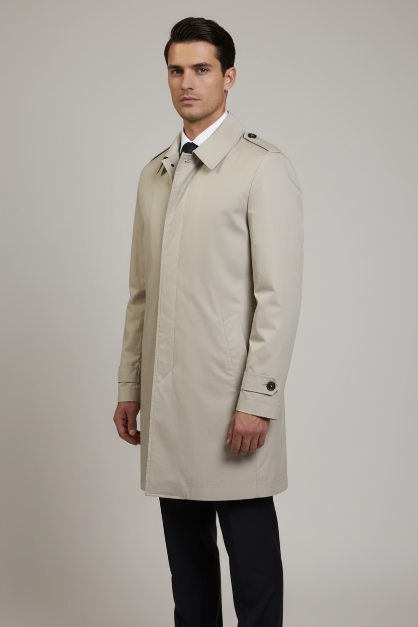 Trench Uomo Sfoderato con Mostrina Spalle
