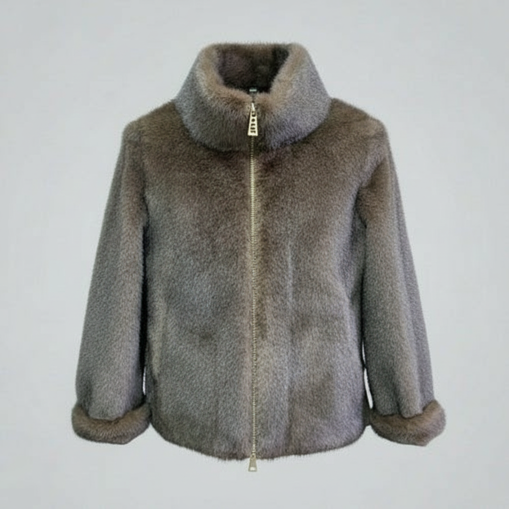 ECO PELLICCIA CORTA SG405 COLLO VULCANO CON INTRECCIO ECOPELLE LATERALE