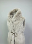 GILET ECO PELLICCIA SG402 CON CAPUCCIO E CINTURA IN VITA
