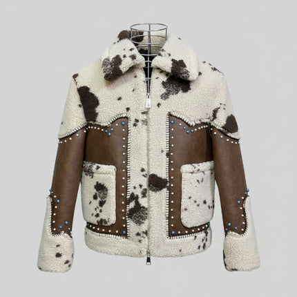 ECO MONTONE CORTO SG 411 CON APPLICAZIONI E INSERTI ECO PELLE