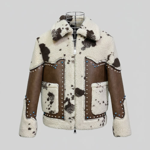 ECO MONTONE CORTO SG 411 CON APPLICAZIONI E INSERTI ECO PELLE