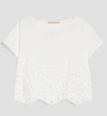 T-shirt Mezza Manica con Ricami Sangallo PENNYBLACK