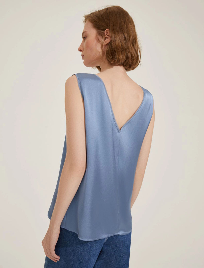 Top Giromanica a Spalla Larga in Raso con Bordi Sfrangiati EMME MARELLA