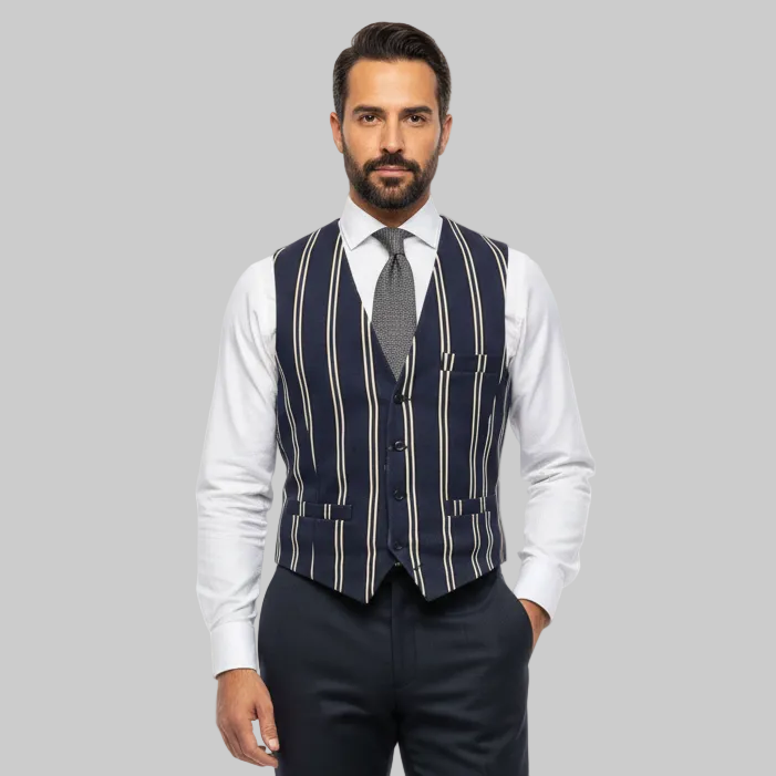 Gilet con righe verticali alternate