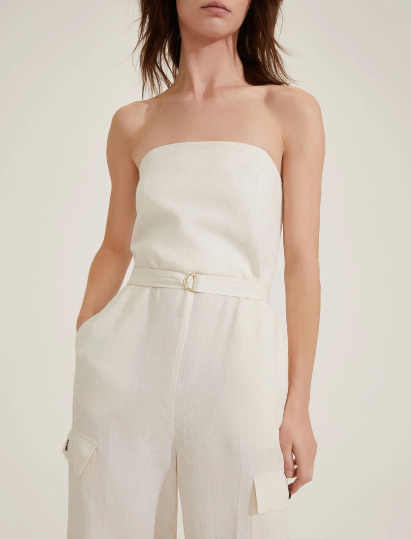 Tuta in Tela di Lino con Bustino Aderente e Pantalone a Gamba Larga EMME MARELLA