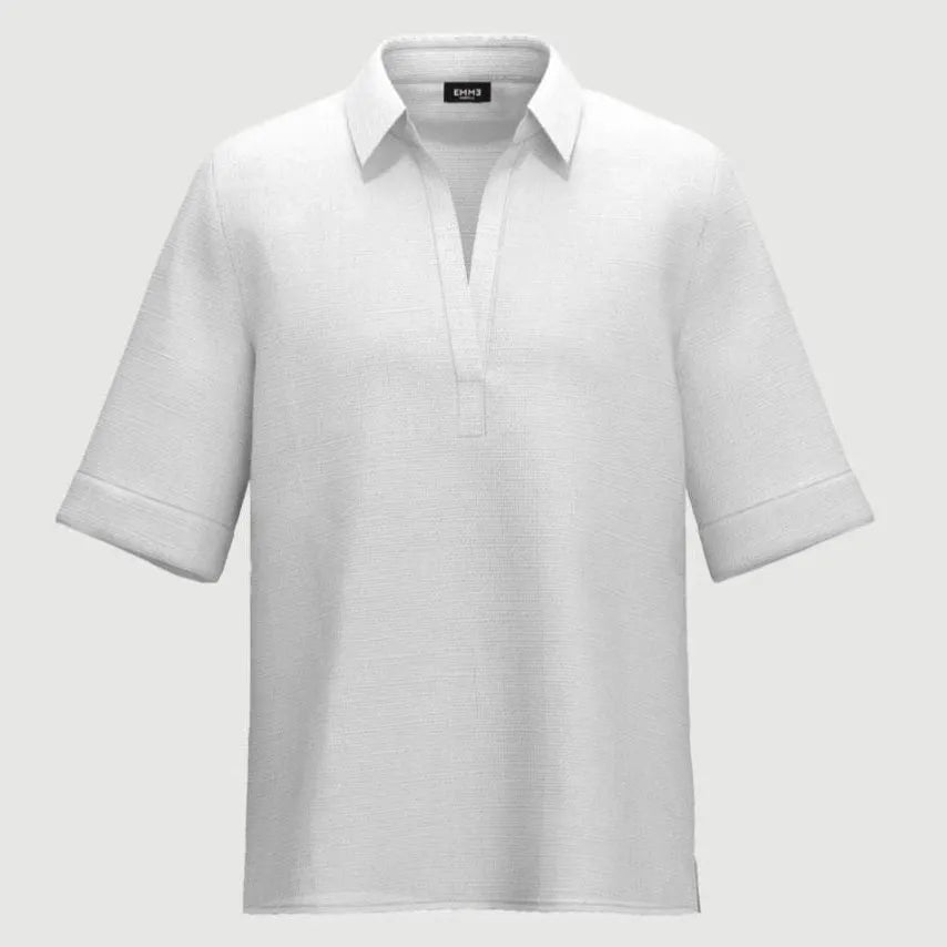 Blusa Polo Basic con Collo Camicia in Lino EMME MARELLA