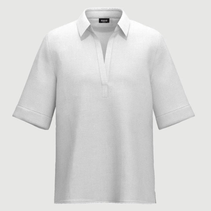 Blusa Polo Basic con Collo Camicia in Lino EMME MARELLA