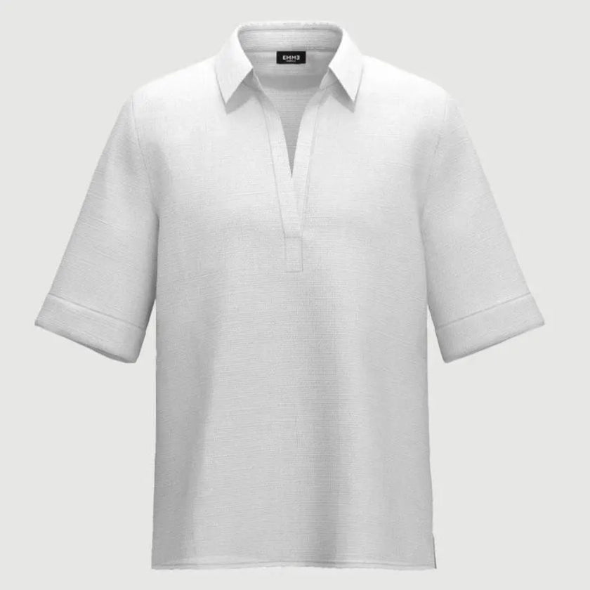 Blusa Polo Basic con Collo Camicia in Lino EMME MARELLA