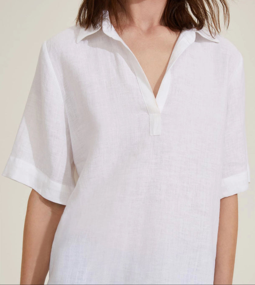 Blusa Polo Basic con Collo Camicia in Lino EMME MARELLA