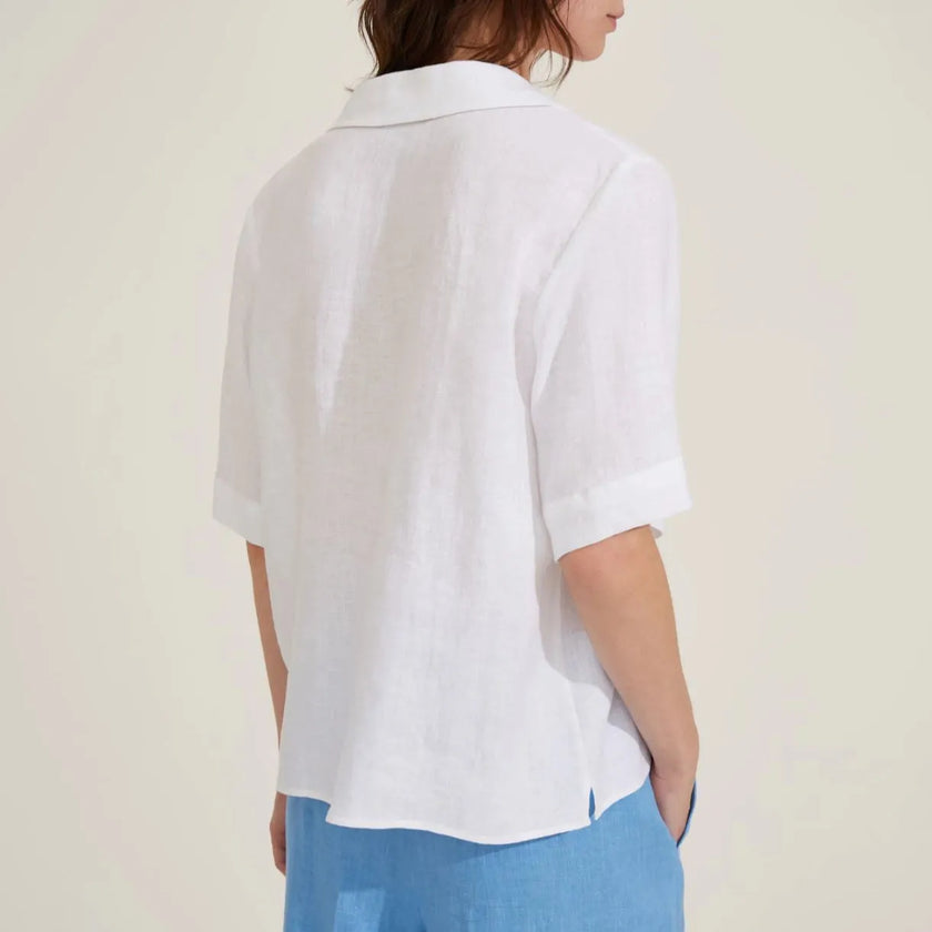 Blusa Polo Basic con Collo Camicia in Lino EMME MARELLA