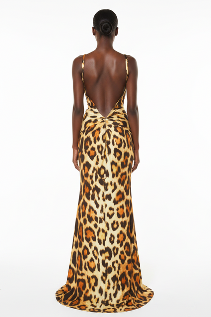 Abito Lungo con Fantasia Leopardata