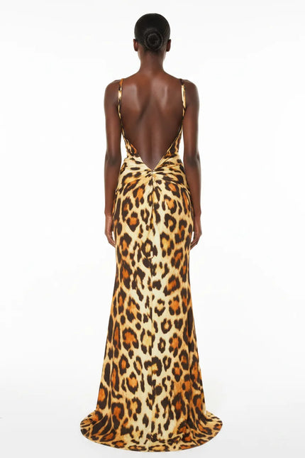 Abito Lungo con Fantasia Leopardata