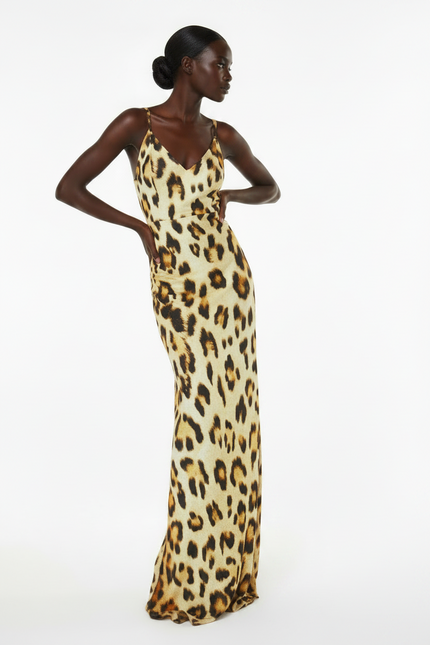 Abito Lungo con Fantasia Leopardata