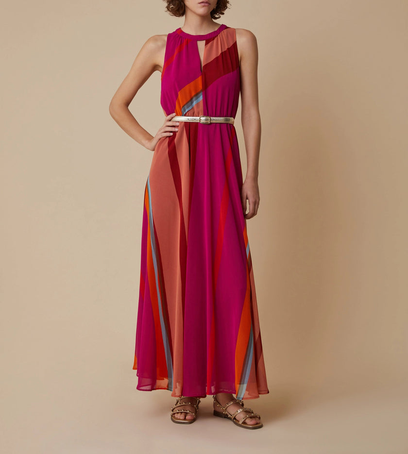 Abito Lungo a Fantasia con Scollo all'Americana PENNYBLACK