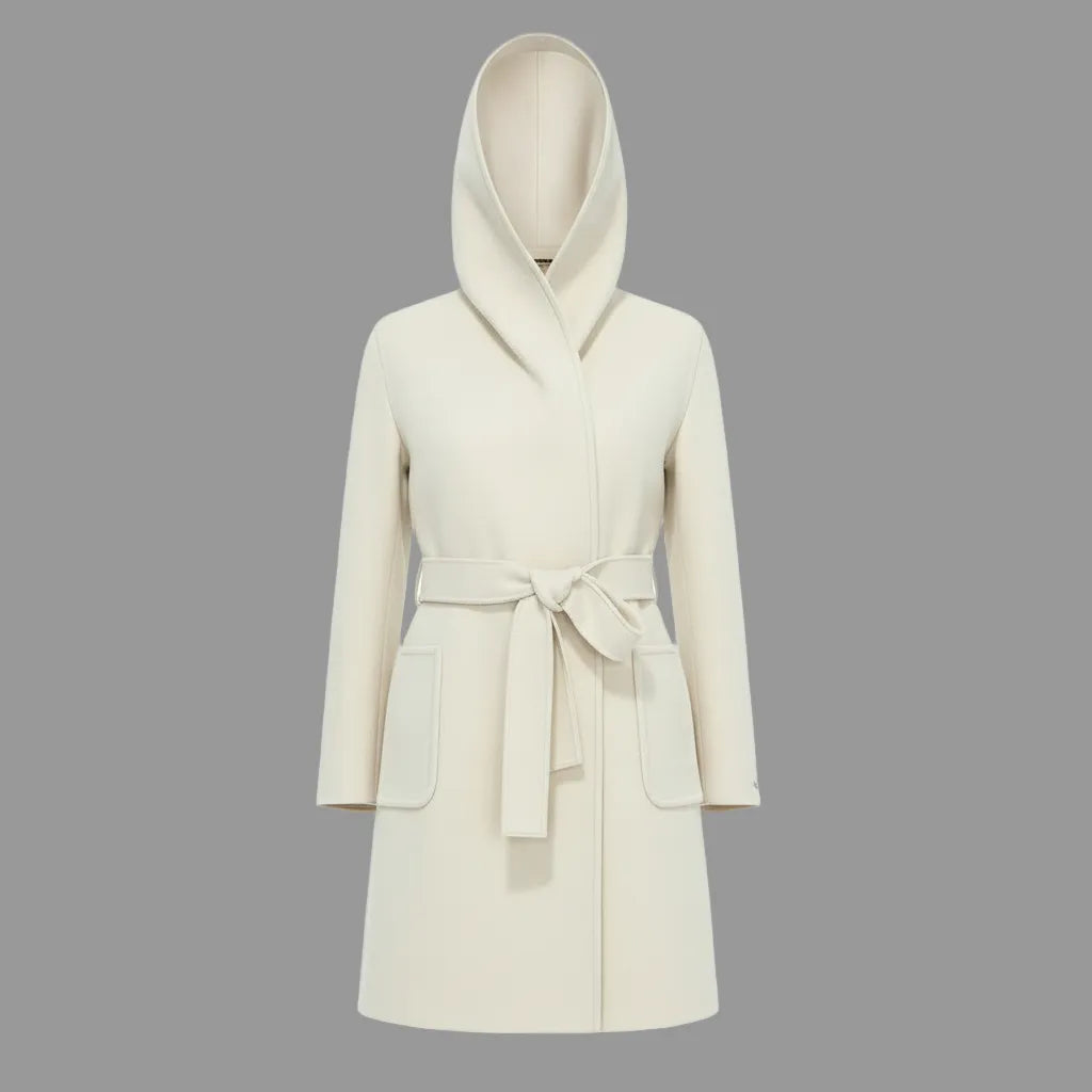 CAPPOTTO OBLATO CON CAPPUCCIO E CINTA IN VITA
