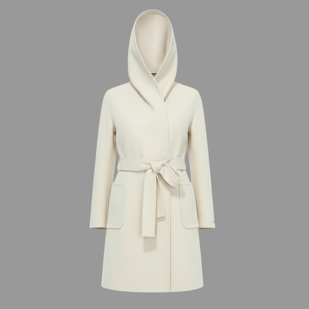 CAPPOTTO OBLATO CON CAPPUCCIO E CINTA IN VITA