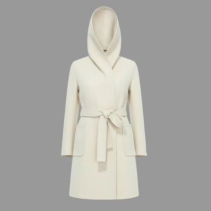 CAPPOTTO OBLATO CON CAPPUCCIO E CINTA IN VITA