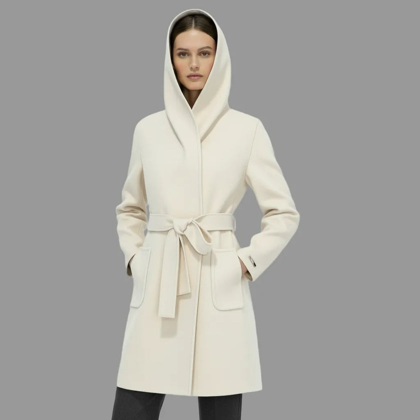CAPPOTTO OBLATO CON CAPPUCCIO E CINTA IN VITA