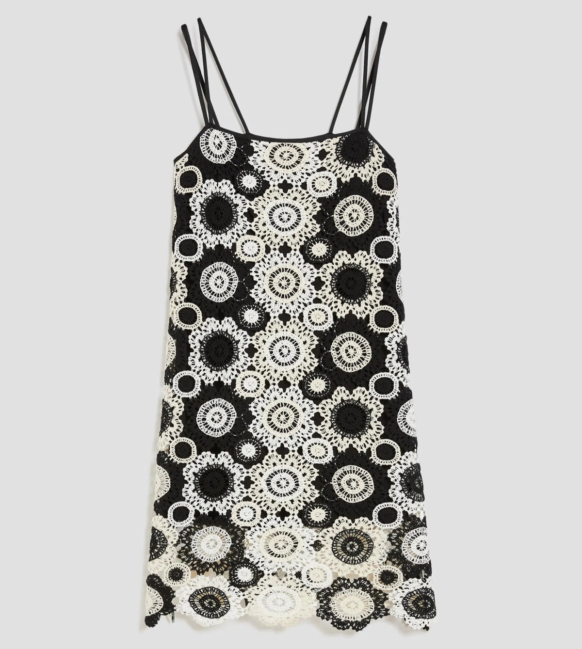 Abito in Macramè con Scollo Dritto e Doppie Spalline Sottili PENNYBLACK