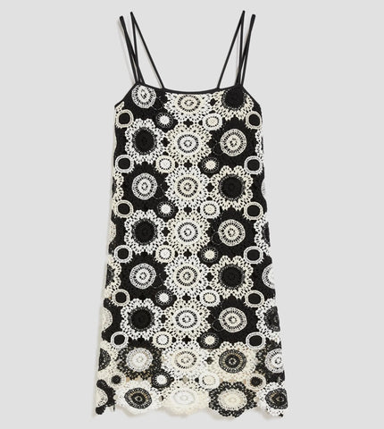 Abito in Macramè con Scollo Dritto e Doppie Spalline Sottili PENNYBLACK