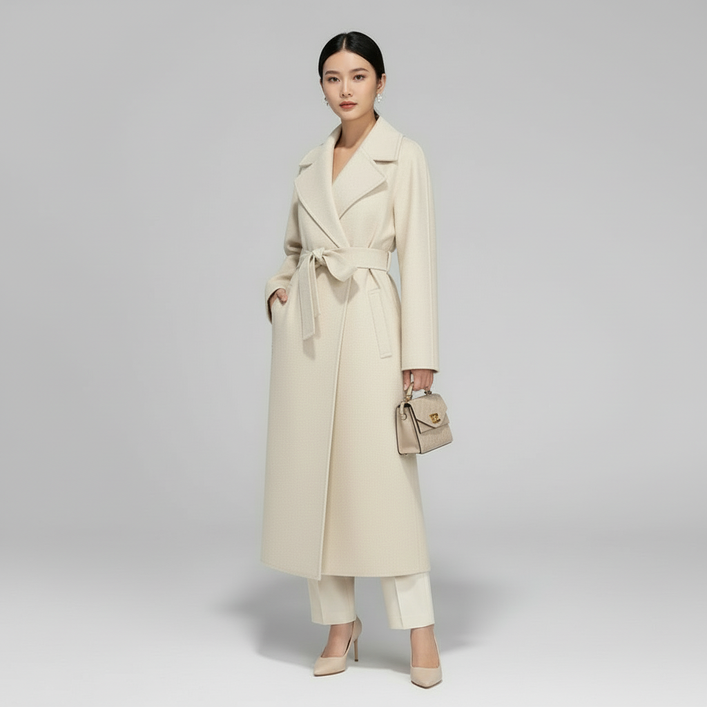 CAPPOTTO OPALE DOPPIO PETTO CON CINTURA IN VITA