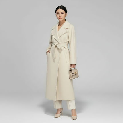 CAPPOTTO OPALE DOPPIO PETTO CON CINTURA IN VITA