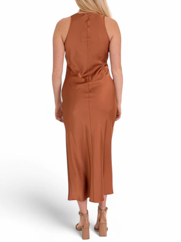 Abito Lungo Girocollo in Raso con Spalle all'Americana PENNYBLACK