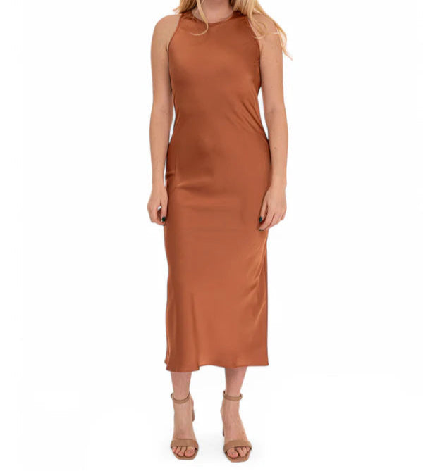 Abito Lungo Girocollo in Raso con Spalle all'Americana PENNYBLACK