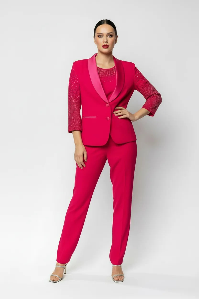 Completo giacca monopetto con rever in raso e pantalone classico