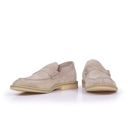 Mocassino in pelle scamosciato con suola in gomma