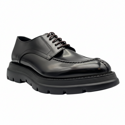 Stringata E411 derby in pelle abrasivata