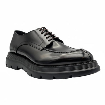 Stringata E411 derby in pelle abrasivata