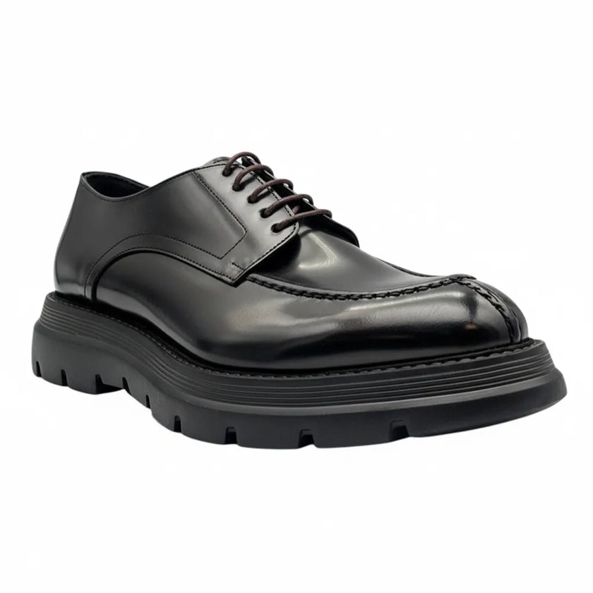 Stringata E411 derby in pelle abrasivata