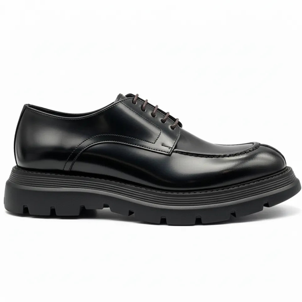 Stringata E411 derby in pelle abrasivata