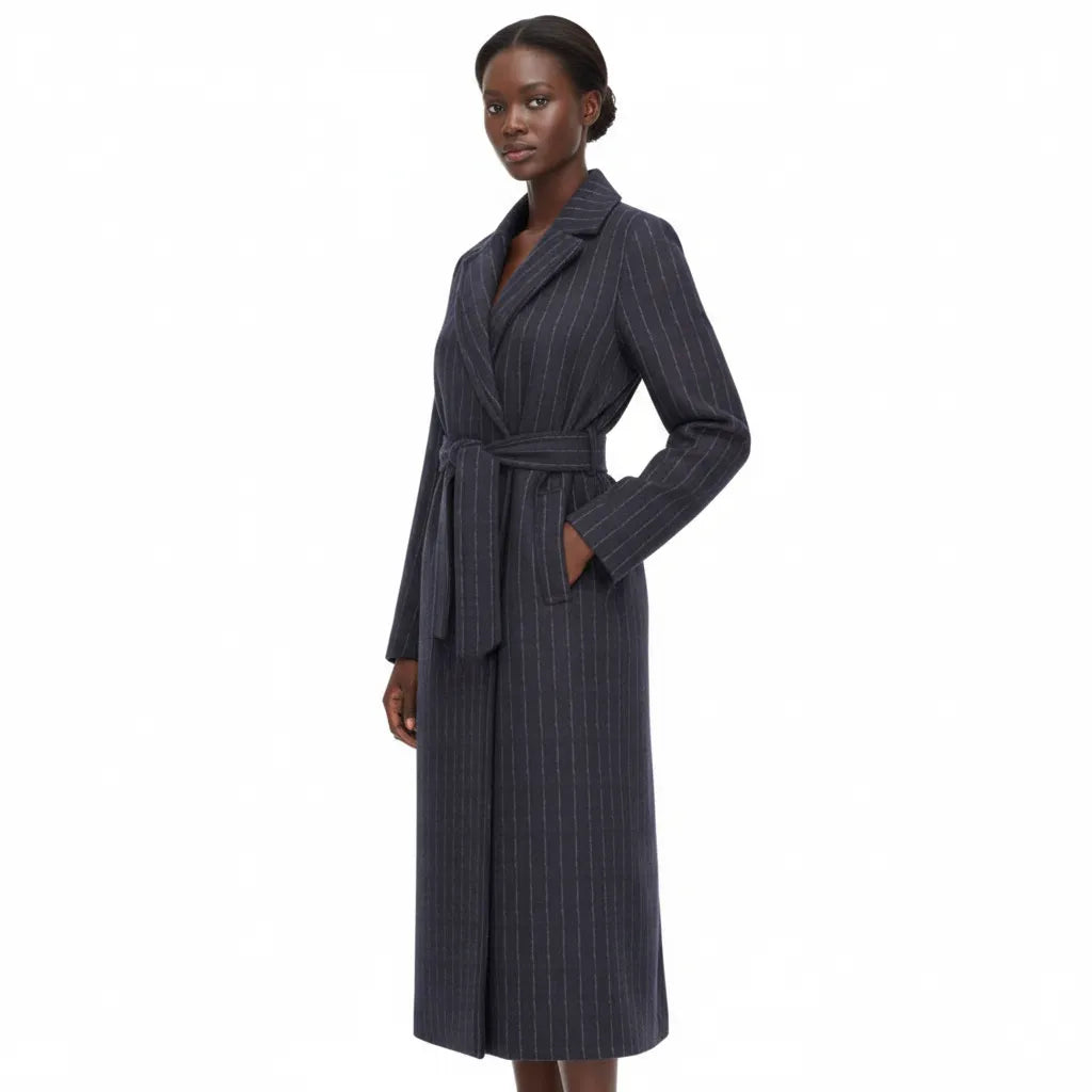 Cappotto Donna Gessato con Cintura