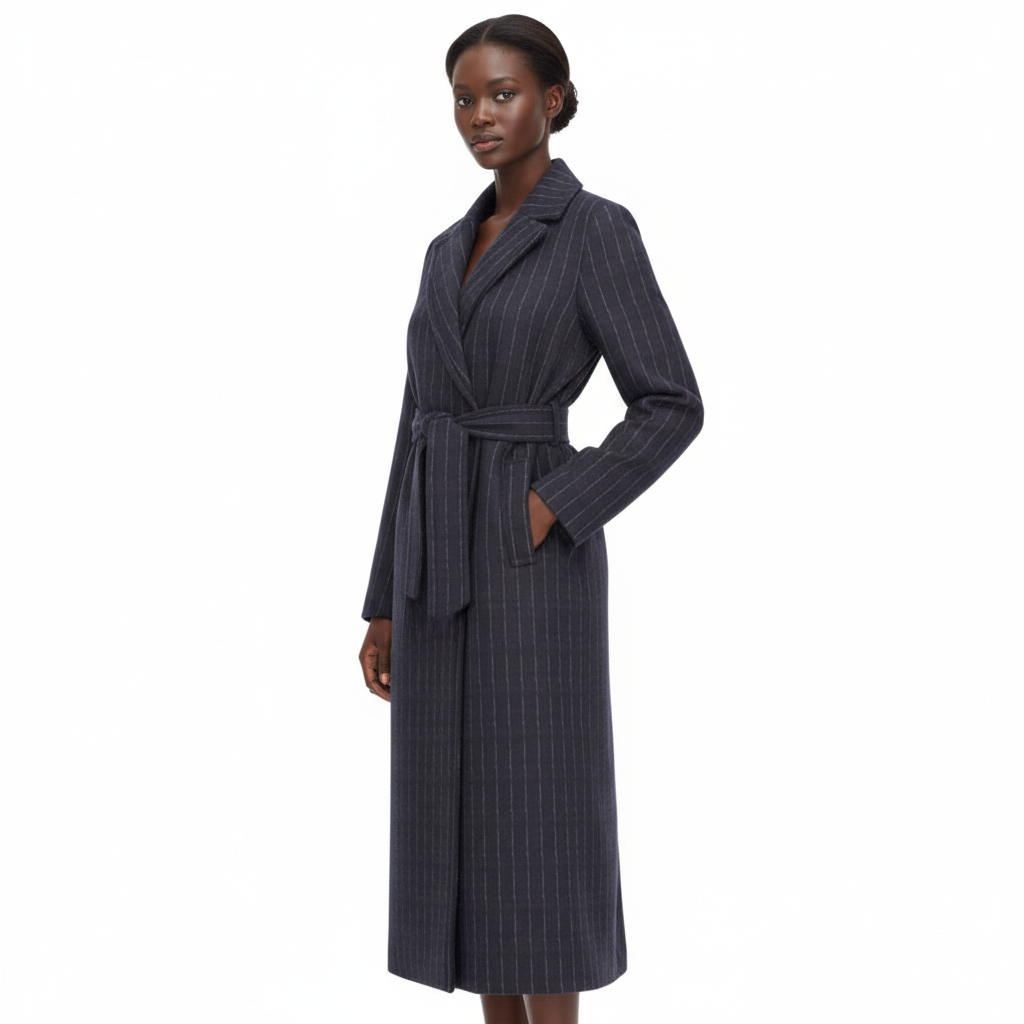 Cappotto Donna Gessato con Cintura