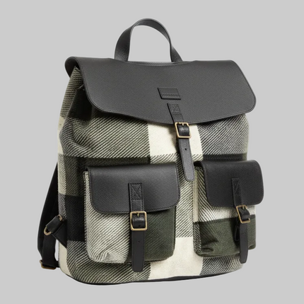 Zaino BS03 weekend fantasia a quadri in lana e pelle