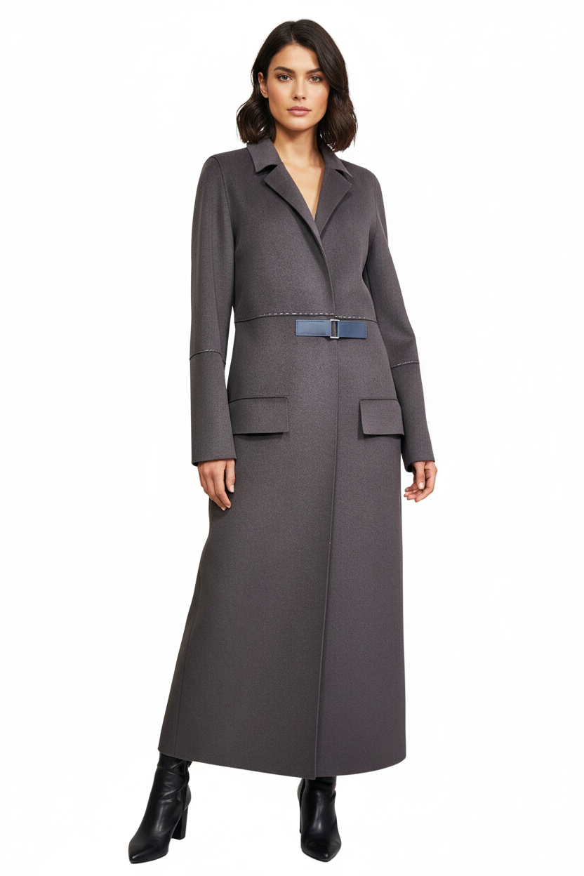 Cappotto Lungo AVENIRE con Cinturinoin Pelle