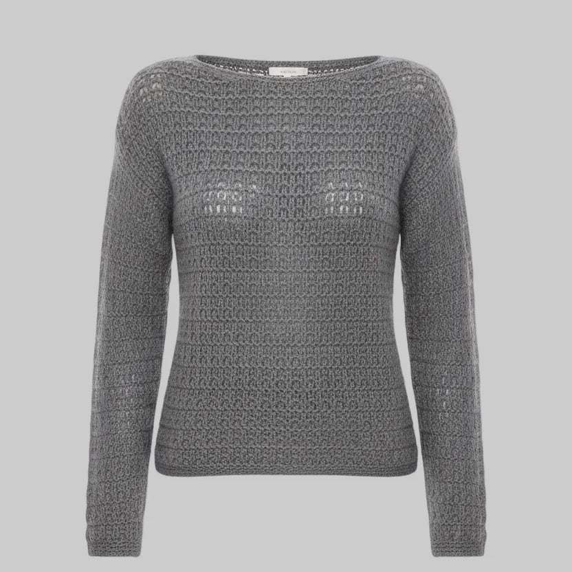 Maglia 441117 collo a barchetta tessuto tramato