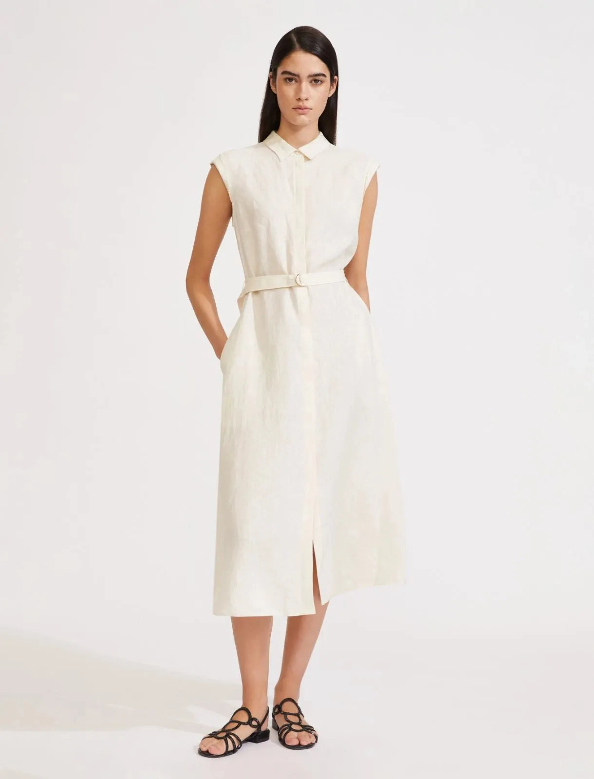 Abito Midi Modello Camicia con Spacchetto Frontale EMME MARELLA