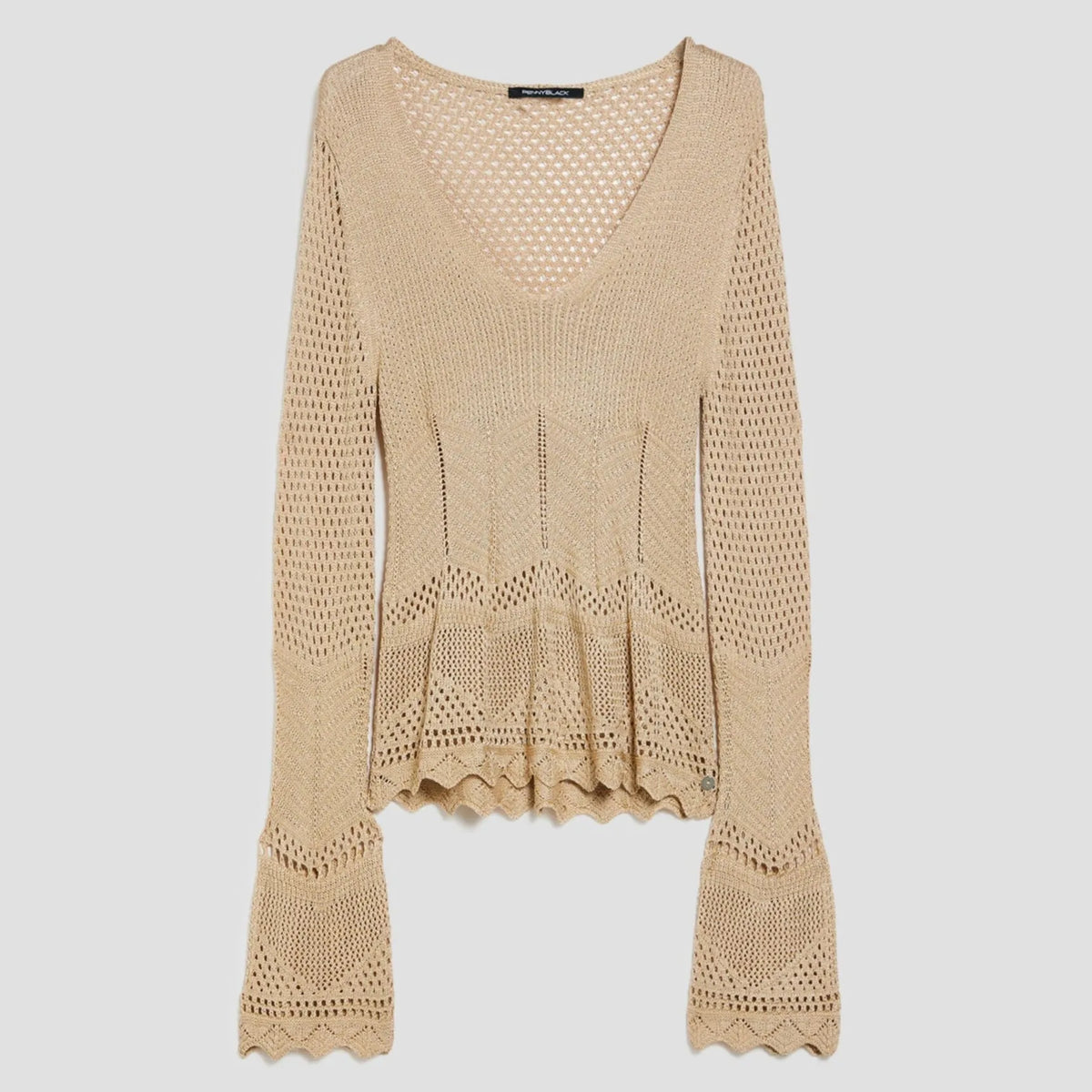 Maglia Traforata a Manica Lunga con Scollo a V PENNYBLACK