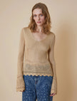 Maglia Traforata a Manica Lunga con Scollo a V PENNYBLACK