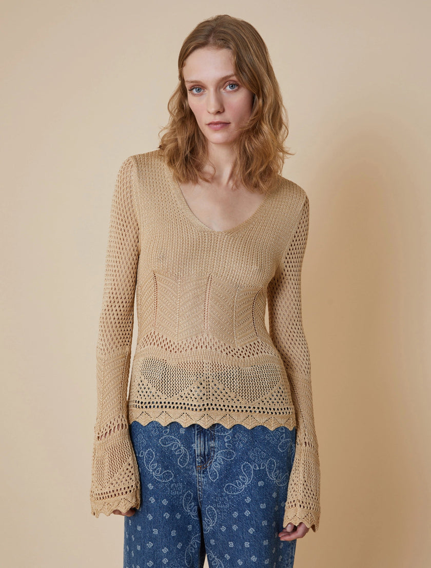 Maglia Traforata a Manica Lunga con Scollo a V PENNYBLACK