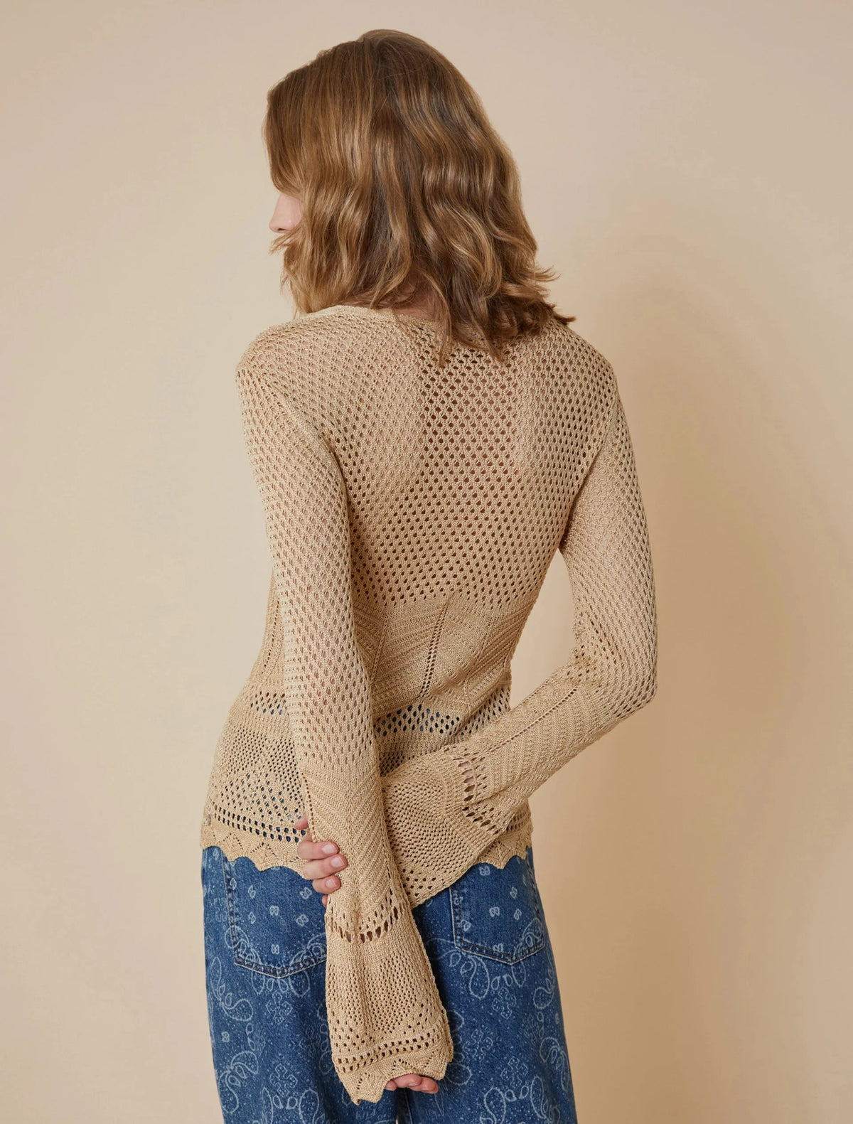Maglia Traforata a Manica Lunga con Scollo a V PENNYBLACK