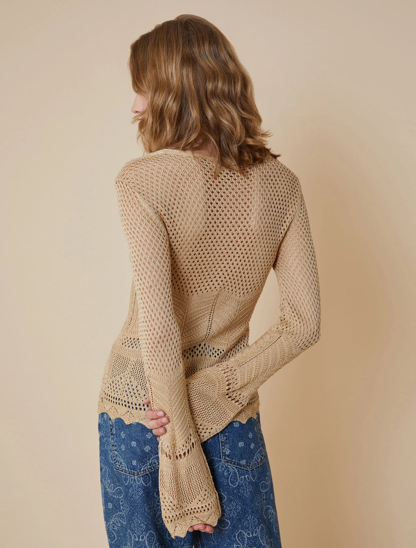 Maglia Traforata a Manica Lunga con Scollo a V PENNYBLACK