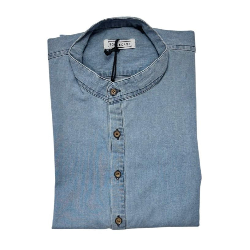 Camicia jeans con collo alla coreana SOUL CAGE